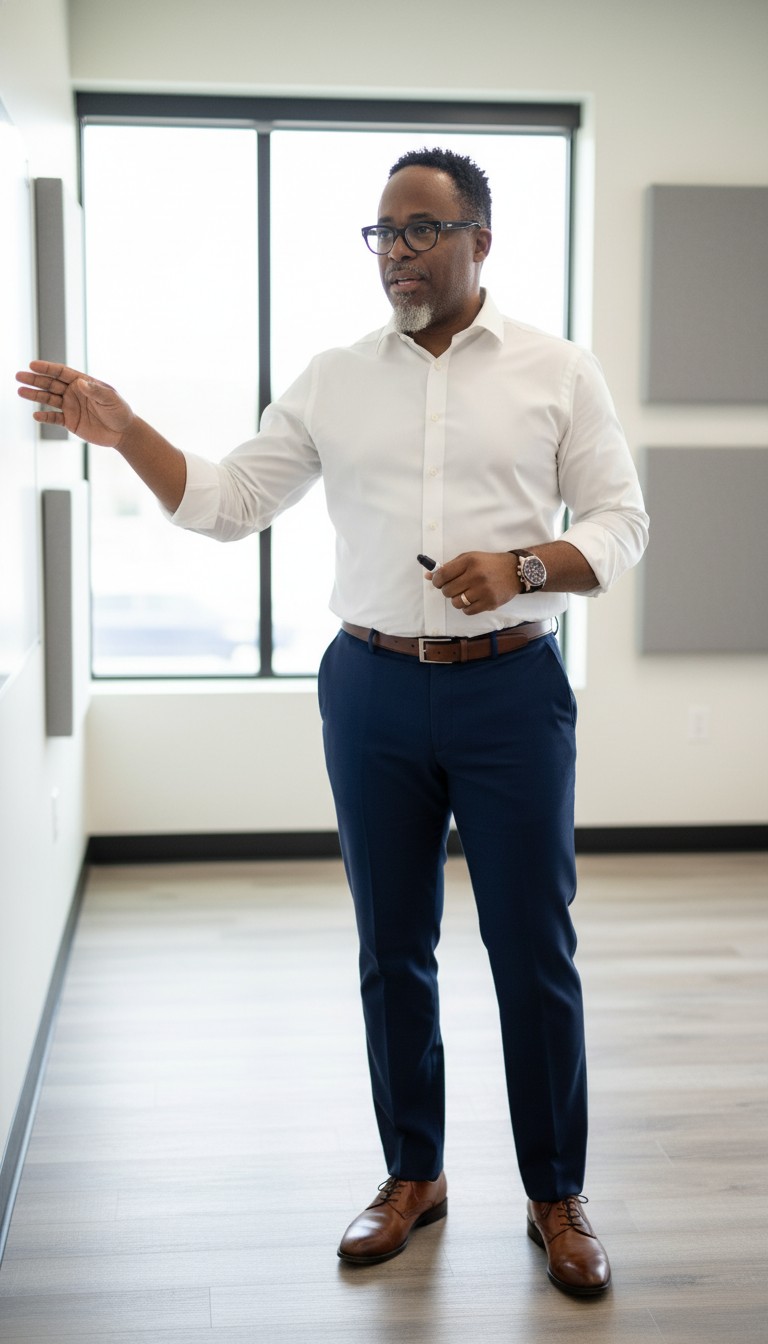 Kenneth Bridgett teaching at a whiteboard